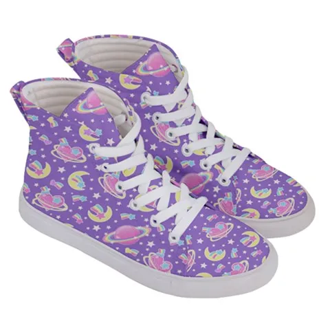 Saturn's Wish Purple women's hi-top sneakers [made to order]