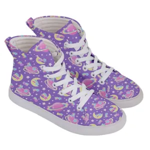 Saturn's Wish Purple women's hi-top sneakers [made to order]