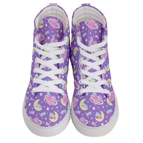 Saturn's Wish Purple women's hi-top sneakers [made to order]