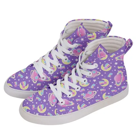 Saturn's Wish Purple women's hi-top sneakers [made to order]