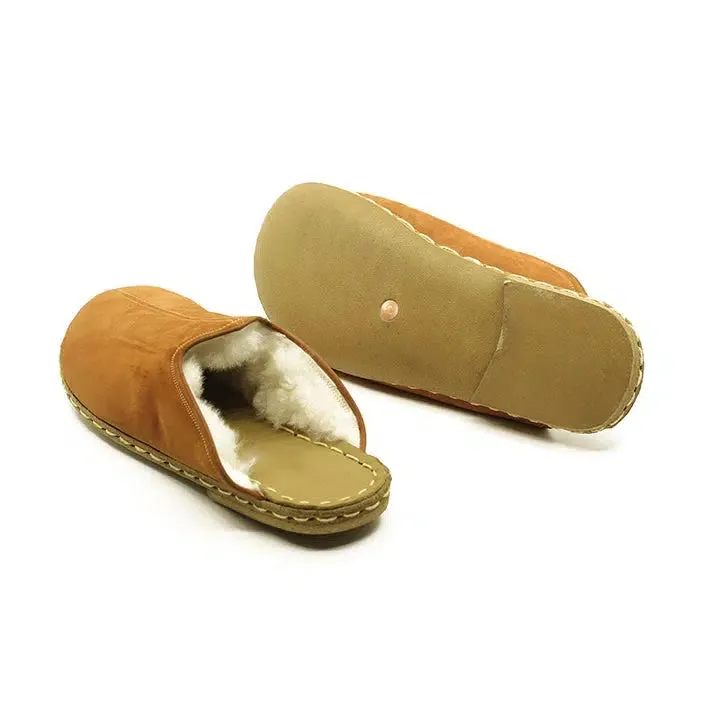 Sheepskin Orange Nubuck Women's Slippers