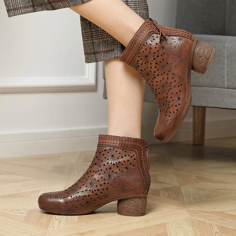 Spring Handmade Hollow Chunky Boots