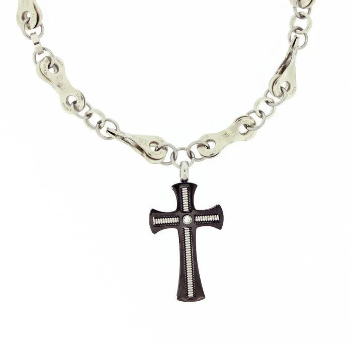 Stainless Steel Black Gothic Cross - Wholesale