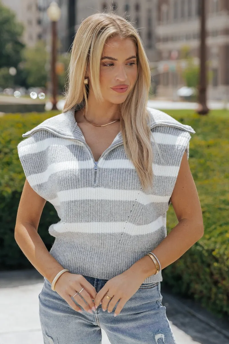 Steve Madden Marant Grey Striped Sweater - FINAL SALE