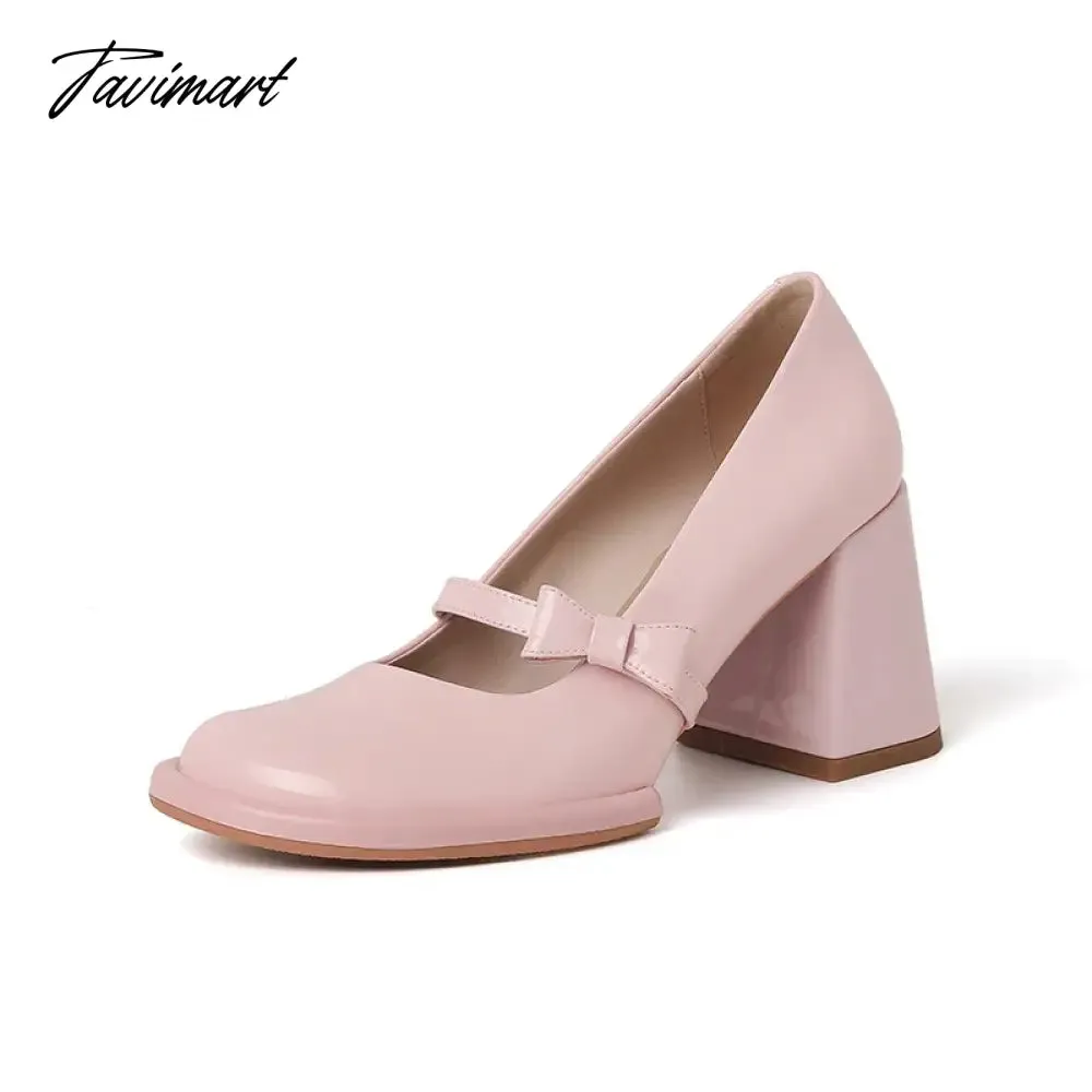 TAVIMART - High Heel Women Mary Jane Shoes Women Vintage Girls JK Platform Thick Heel Shoes Ladies Elgant Slip On Pumps