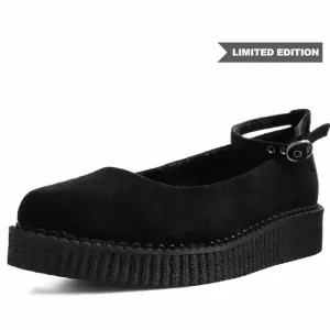 TUK Black Pointed Ballet Creeper Ankle Strap A9416