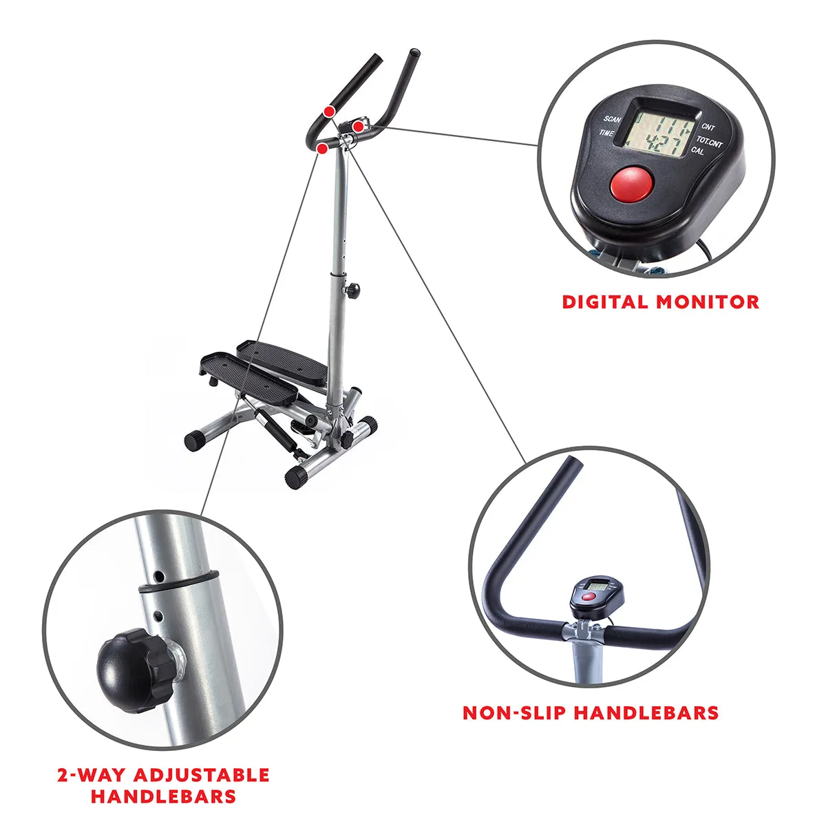 Twist Stepper Machine Step w/ Handle Bar & LCD Monitor