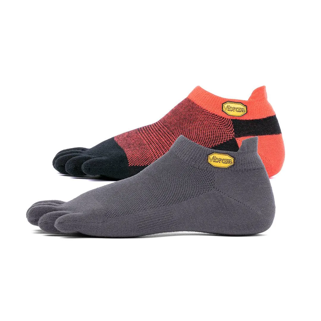 Vibram No Show Toe Socks (2 Pack) Dark Grey/Red Black