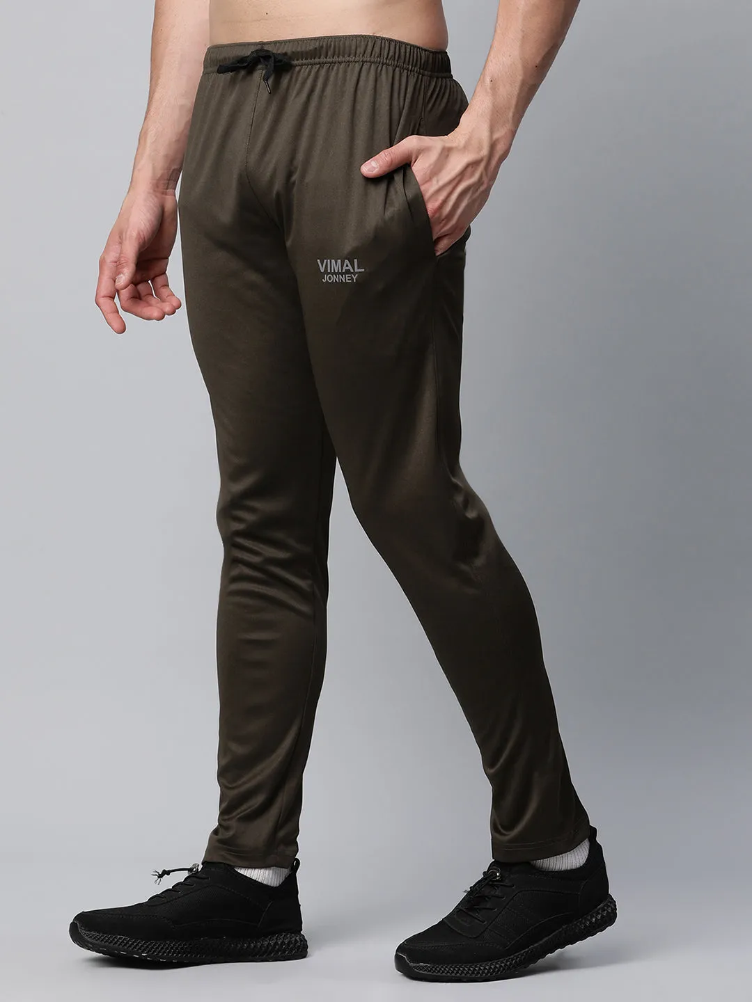 Vimal Jonney Dryfit Polyster Lycra Solid Olive Trackpant for Men