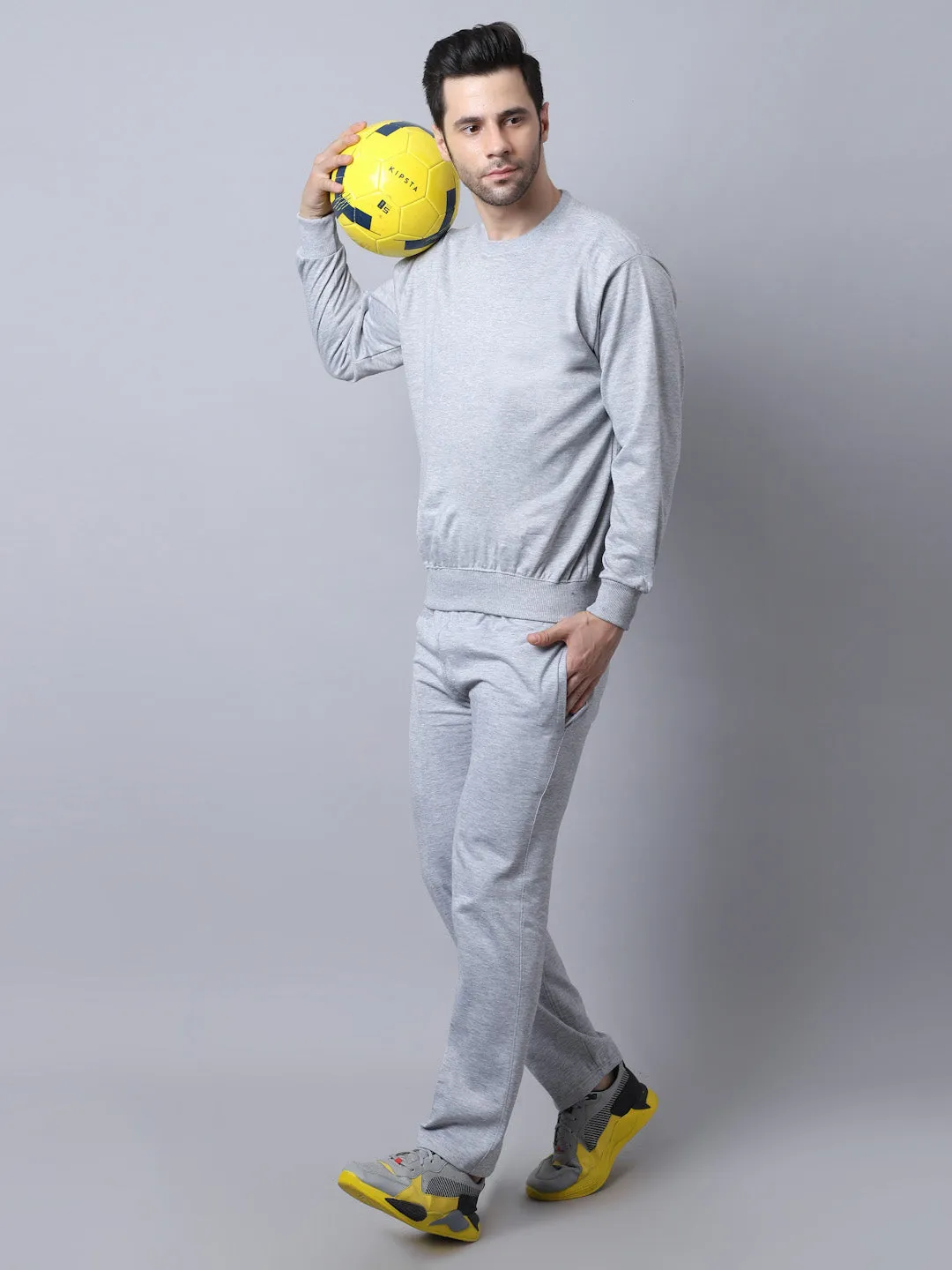 Vimal Jonney Fleece Grey Melange Tracksuit for Men