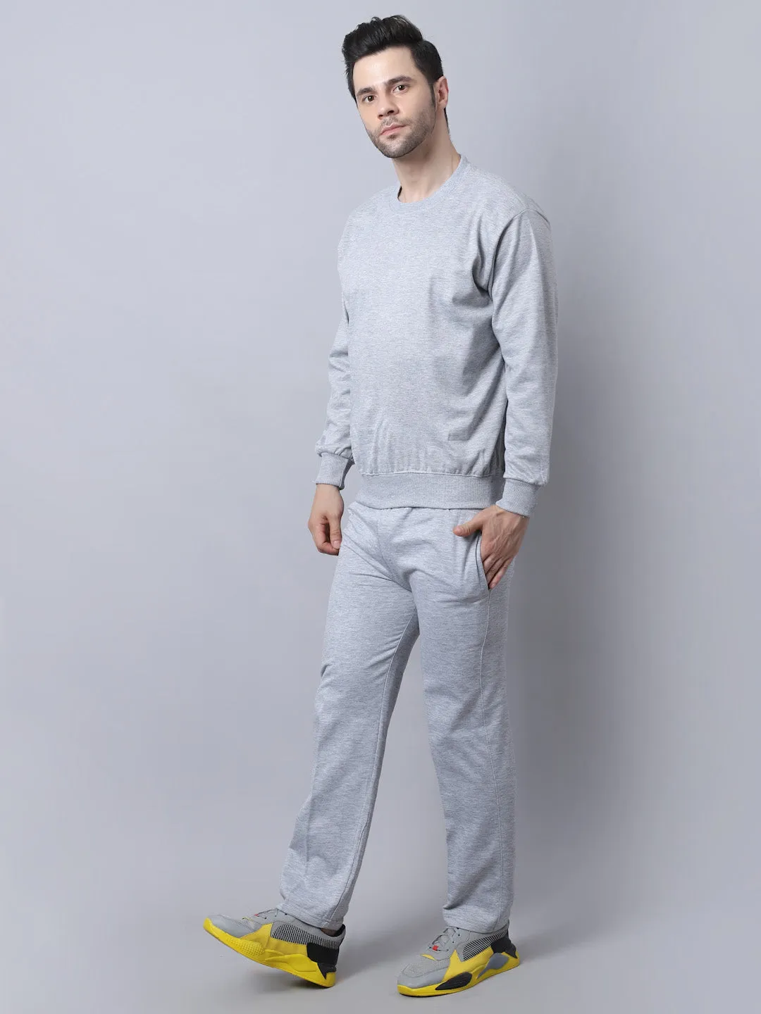 Vimal Jonney Fleece Grey Melange Tracksuit for Men