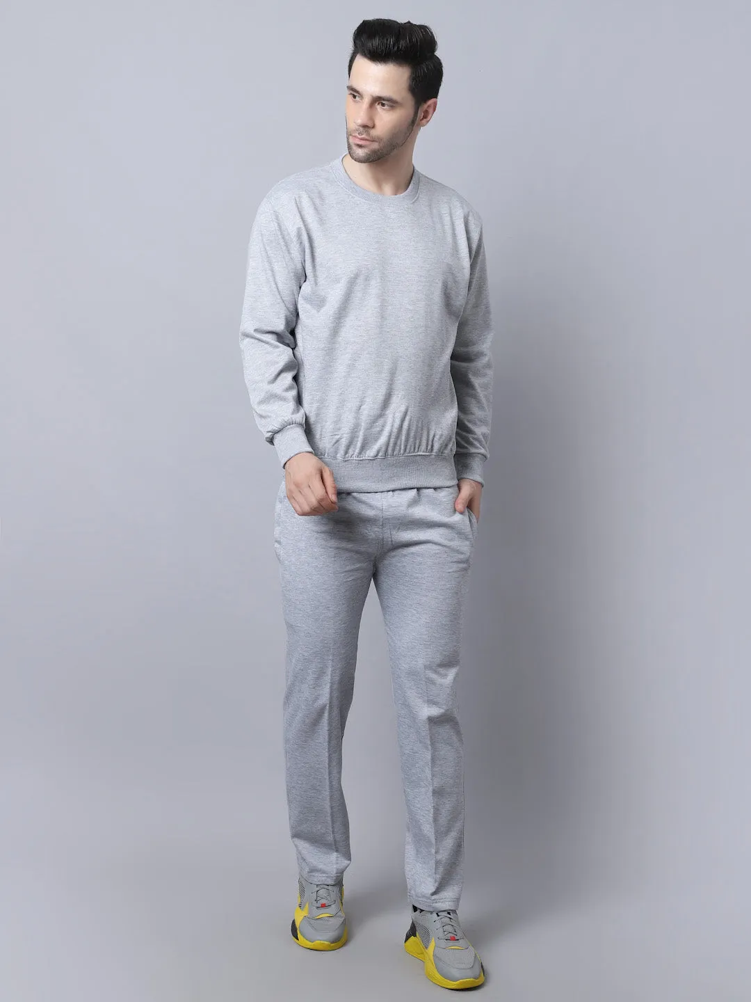 Vimal Jonney Fleece Grey Melange Tracksuit for Men