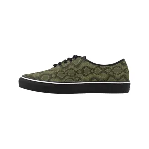 Women's Big Size Olive Snake Print Low Top Canvas Shoes