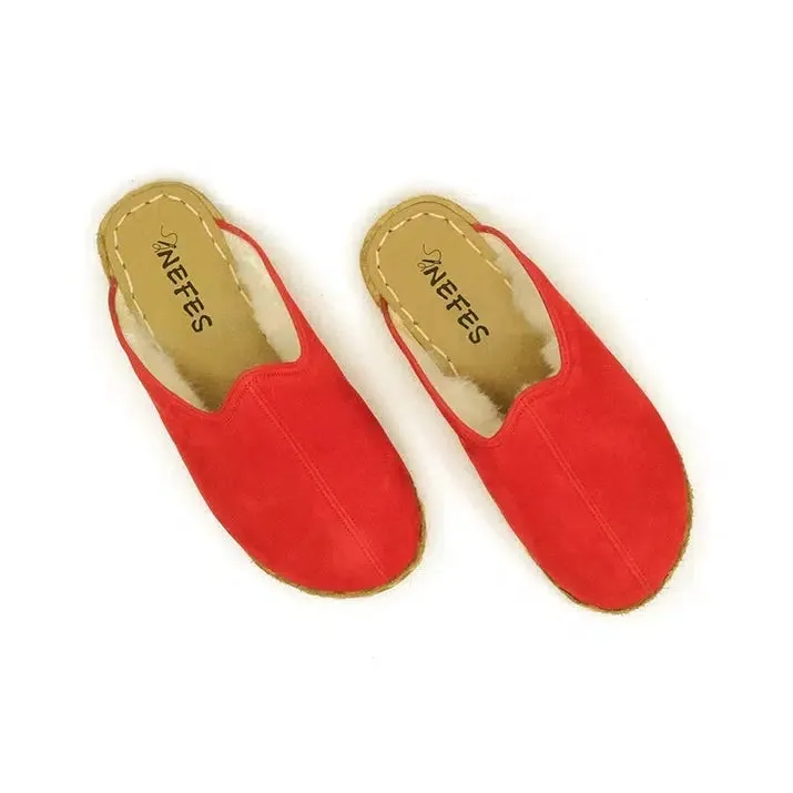 Women's Sheepskin Slippers Red