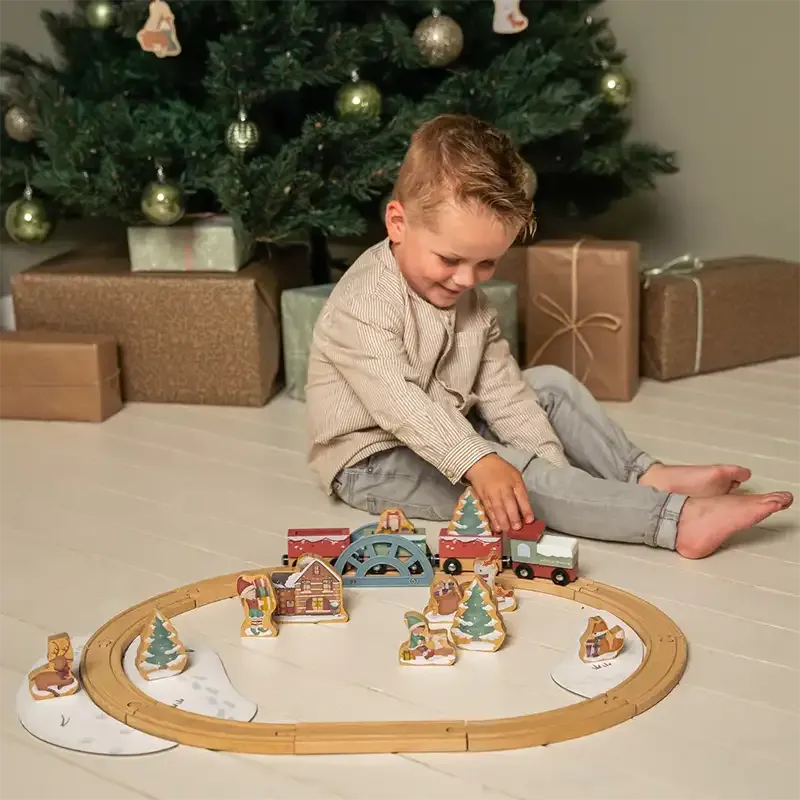 Wooden Christmas Train Track Set Winter Theme