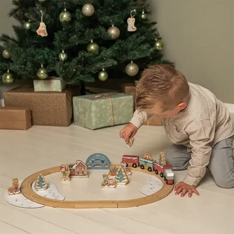 Wooden Christmas Train Track Set Winter Theme