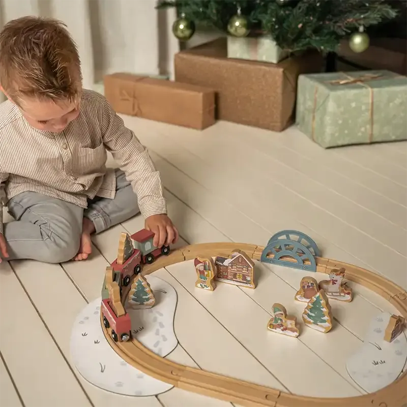 Wooden Christmas Train Track Set Winter Theme